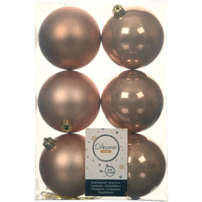 Afbeelding van Kerstbal kunststof d8 cm toffee 6st kerst Decoris