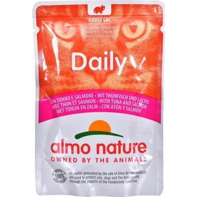 Afbeelding van 24x70g Maaltijdzakjes met Tonijn &amp; Zalm Almo Nature Daily Menu Kattenvoer