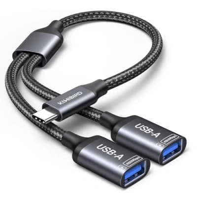 Afbeelding van KiWiBiRD Y kabel USB C splitter adapter stekker naar 2 vrouwelijke uitbreiding opladen gegevens HUB compatibel met laptop Mac auto PS5 voor stick toetsenbord muis printer