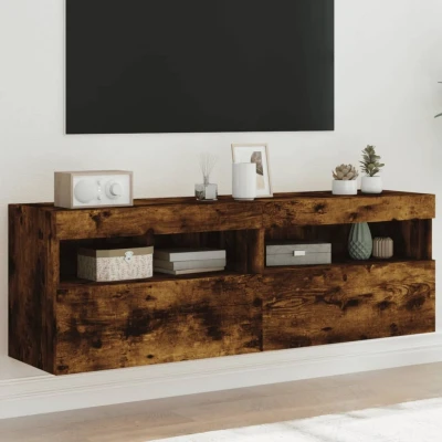 Afbeelding van Tv wandmeubels met LED 2 st 60x30x40 cm gerookt eikenkleurig