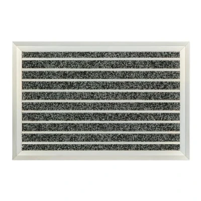 Afbeelding van Relaxdays Aluminium deurmat, antislip, voor binnen en buiten, weerbestendig, zilver/zwart, 60 x 40 cm