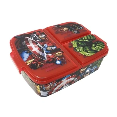 Afbeelding van Theonoi Lunchbox voor kinderen, broodtrommel met vakken, onderverdeling kleuterschool, kunststof, BPA vrij, Avengers Heroes