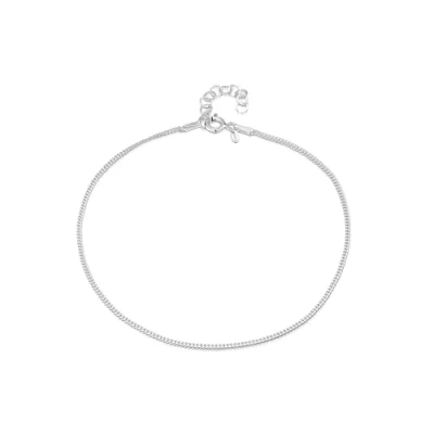 Afbeelding van Amberta Sieraden Echt 925 Sterling Zilver Enkelband Gourmet Enkelbandje voor Vrouwen Lengte: 22+4 cm Verstelbare