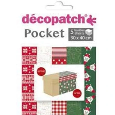 Afbeelding van Décopatch DP024C Decopatch papier, bedrukt 30 x 40 cm, asortis motieven, Kerstmis