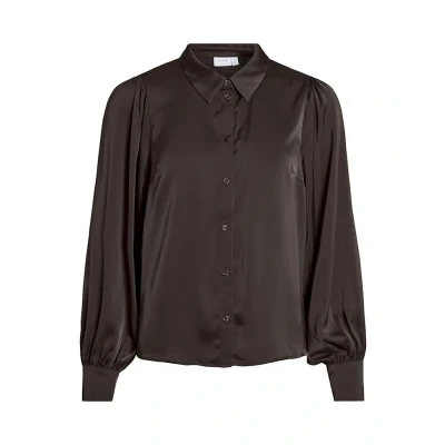 Afbeelding van Vila Blouse Vienna Ravenna L/s Balloon Shirt 14107462 Coffee Bean Dames Maat W40