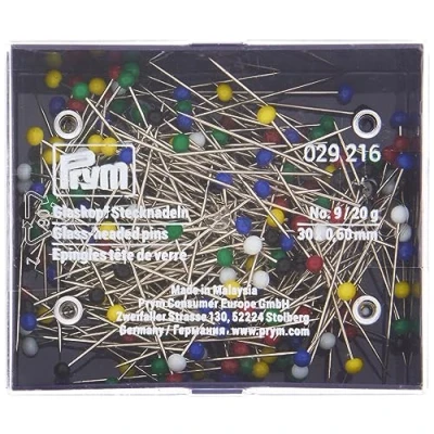 Afbeelding van Prym Glass Headed Pins nr. 9 verschillende kraag 0,60 x 30 mm