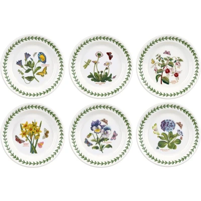 Afbeelding van Portmeirion Home &amp; Gifts BG05082 Botanische Tuin Bijzetborden, 16,5 cm, Set van 6, Wit
