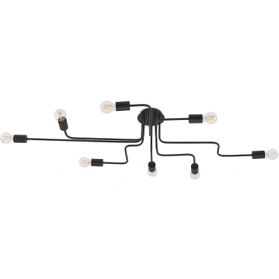 Afbeelding van Lindby plafondlamp 8lichts ijzerstaal H: 20 cm E27 zwart