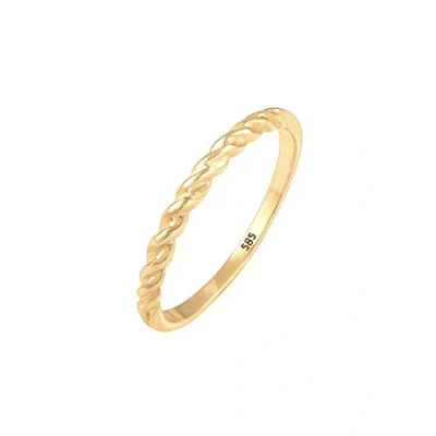 Afbeelding van Elli Twisted Basic Ring goldcoloured, Dames, Maat: 52, Gold coloured