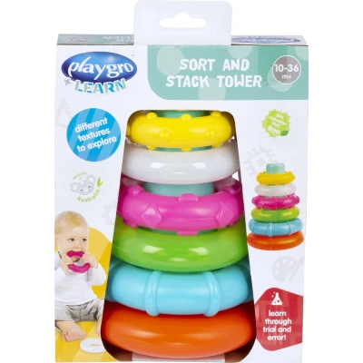 Afbeelding van Playgro Sort And Stack Tower With Glitter Ring