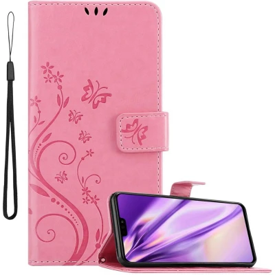 Afbeelding van Cadorabo Hoesje geschikt voor Honor 8X in BLOEMEN ROZE Beschermhoes bloemmotief met magnetische sluiting, standfunctie en kaartsleuven Book Case Cover Etui