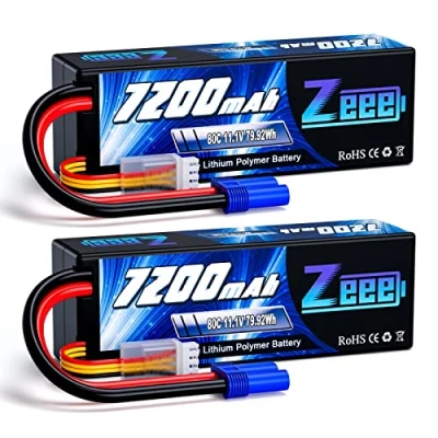 Afbeelding van Zeee 3S Lipo Batterij 7200 mAh 11,1 V 80C Harde Batterijhoes met EC5 aansluiting voor FPV Racing Drones Helikopter RC Evader BX Auto Truck LKW Truggy Hobby (2 pakketten)