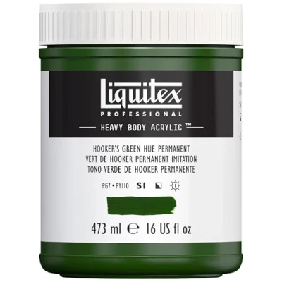 Afbeelding van Liquitex 4412224 Professional Heavy Body acrylverf in kunstenaarskwaliteit met uitstekende lichtechtheid en boterachtige consistentie, pot van 473 ml, kleur Hooker&#039;s Green
