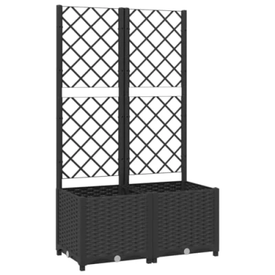 Afbeelding van Plantenbak met latwerk 80x40x136 cm polypropeen zwart