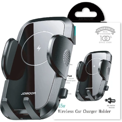 Afbeelding van Joyroom Auto Telefoonhouder Qi Oplader 15W voor Ventilatierooster Zwart