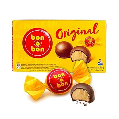 Afbeelding van Chocoladesnoep met melk, gevuld pindacrème en wafels, Argentinië, doos 270 g ARCOR bon o Original Bombones con Crema de Maní,