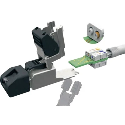 Afbeelding van Telegärtner UFP8 T568A Cat.6A RJ45 Stekker, monteerbaar op locatie J00026A3000 recht Zwart 1 stuk(s)
