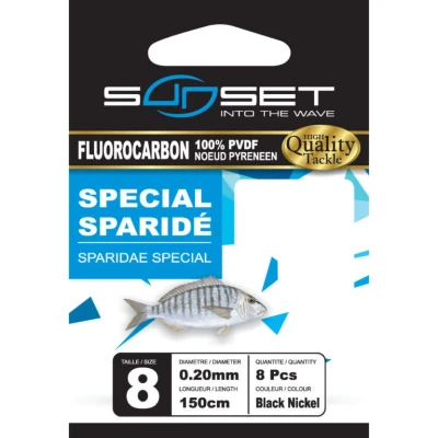 Afbeelding van Sunset Onderlijn Fluorocarbon Sparidae Special 150cm (8 pcs) Maat : Haak 6 0.22mm