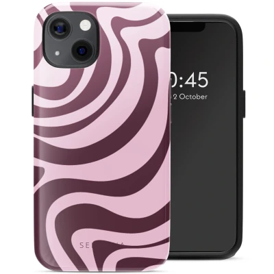 Afbeelding van Selencia Hoesje Geschikt voor iPhone 13 Vivid Backcover MagSafe Wavy Swirl Pink Plum