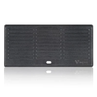 Afbeelding van BBQ Toro Gietijzeren grillplaat, 42,5 x 20,5 cm, dubbelzijdige omkeerbare universeel en robuust, houtskool gasgrillplaat, vlak geribbeld oppervlak, koekenpan
