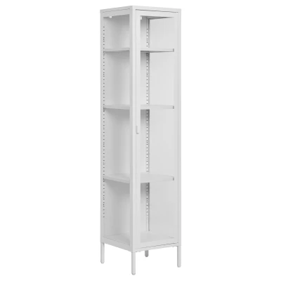 Afbeelding van House Nordic Brisbane Wit / Glas Vitrinekast Slim H180 cm