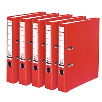 Afbeelding van Falken 3 of 5 mappen van kunststof, stuks, smal, rood