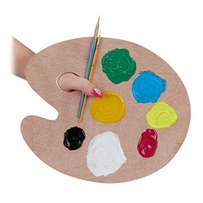 Afbeelding van Relaxdays schilderspalet palet verfpalet voor kinderen mengpalet hout M