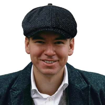 Afbeelding van TOSKATOK® Baker Boy Newsboy Gatsby Uniseks tweed pet met 8 panelen van wol, gemengd weefsel, leisteen, Eén maat, Leisteen