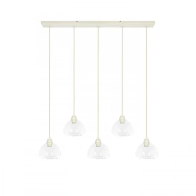 Afbeelding van Light&amp;living Hanglamp 5L 104x19x14 cm BISHO glas helder+crème