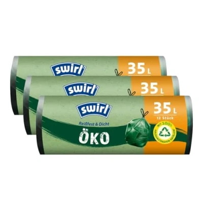 Afbeelding van Swirl 3 x 35 liter milieuvriendelijke vuilniszakken rol van 12 met trekkoord