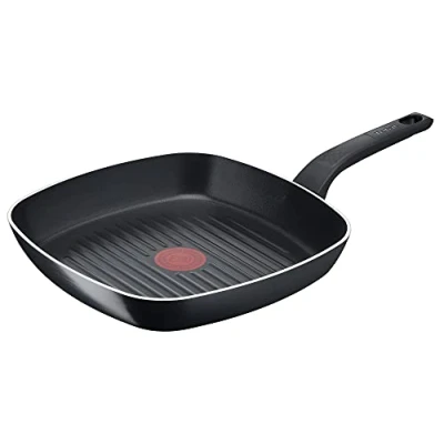 Image de Tefal B55540 Easy Cook &amp; Clean Poêle à griller 26 x cm Revêtement anti adhésif Sûre Signal thermique Fond stable Forme idéale Cuisson saine Noire