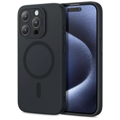 Afbeelding van ESR Cloud Soft HaloLock Hoesje Geschikt voor Apple iPhone 15 Pro Compatibel met MagSafe en Siliconen Back Cover Magnetische Beschermhoes Zwart