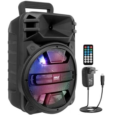 Afbeelding van Pyle Bluetooth Luidspreker Draagbare Speaker met Wielen 800 Watt Karaoke DJ LED Verlichting USB, FM, BT, Aux, Afstandsbediening, Mic Ingangen Ingebouwde Oplaadbare Batterij