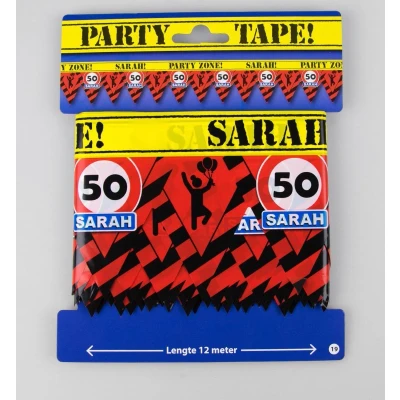 Afbeelding van Afzetlint 50 jaar Sarah verkeersbord Partyzone 12 meter