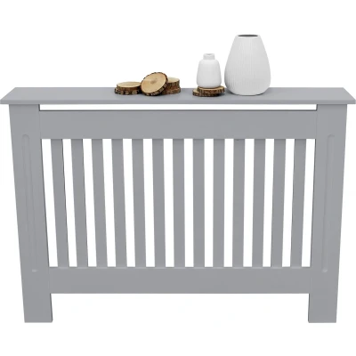 Afbeelding van Radiatorbekleding 112x19x82 cm grijs MDF