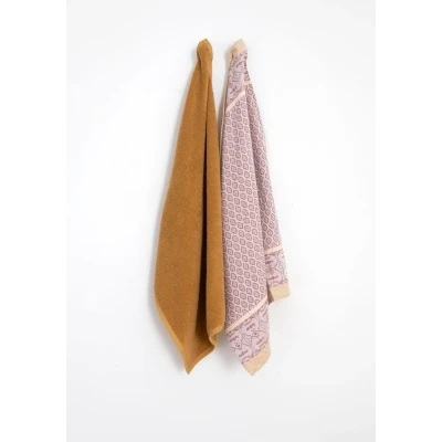 Afbeelding van Donkergele handdoek en theedoek Terry