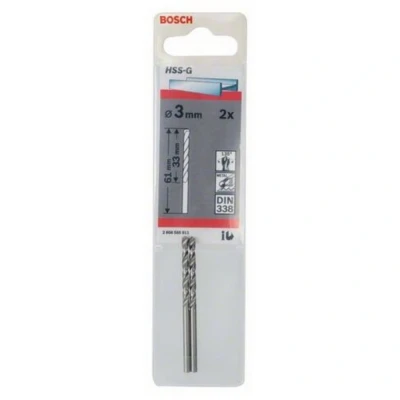 Afbeelding van Bosch Metaalboor HSS G diameter 3mm blister van 2 boren