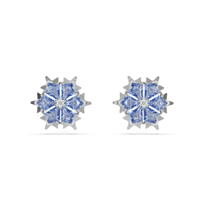 Afbeelding van Swarovski Clous d&#039;oreilles Magic, Flocon de neige, Bleues, Métal rhodié