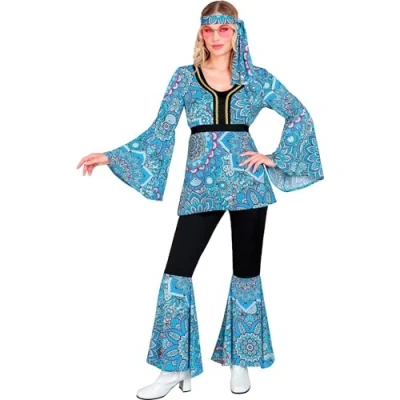 Afbeelding van Widmann Hippie Kostuum Mandala Dance Jaren 60 Blauw Vrouw Small Carnavalskleding Verkleedkleding