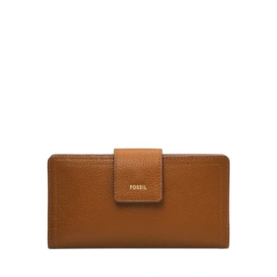 Afbeelding van FOSSIL Portemonnee Logan RFID Zip Around Clutch Saddle Lichtbruin