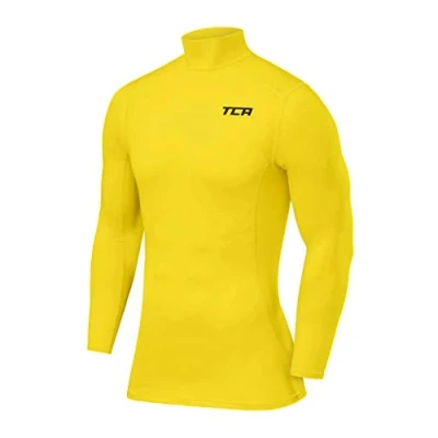 Afbeelding van Pro Performance Compressietop Lange Mouwen met Openstaande Kraag voor Heren Sonic Yellow (Geel)