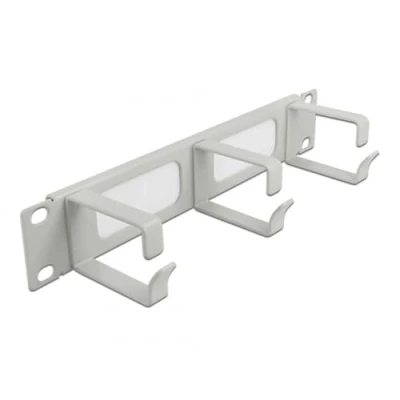Afbeelding van 10 ″ kabelbeheersborstelstrook met 3 haken 1U grijs