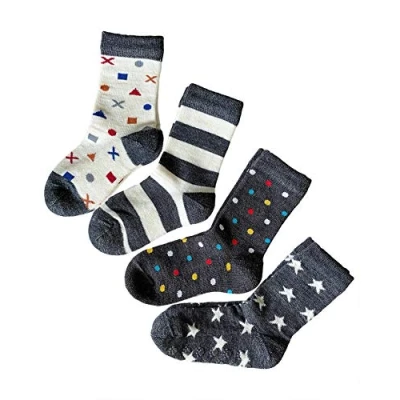 Afbeelding van VITSOCKS Warme Merino wollen sokken tegen blaren voor kinderen (4 paar) jongen meisje, Multipack1 paar: 3 normaal en 1 antislip)
