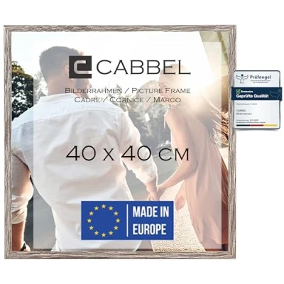 Afbeelding van CABBEL Fotolijst, donkere eiken, stabiele lijst van mdf hout, onbreekbaar plexiglas, om op te hangen, ideaal voor foto&#039;s/afbeeldingen/collages, 40 x cm