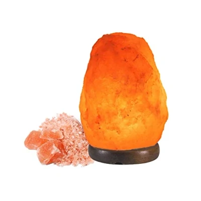 Afbeelding van BEPER P201UTP100 Natuurlijke Himalaya Zoutlamp Uniek Handgemaakt met Roze Houten Basis