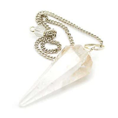 Afbeelding van DOJA Barcelona Waarzeggerij Pendel 7 Chakra&#039;s Witte Kwarts Steen Lithotherapie, Edelsteen voor Meditatie, Klok Radiesthesie, Spiritueel Object, Welzijn, Esoterisme Object