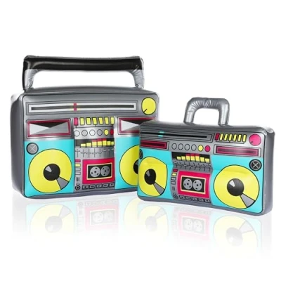 Afbeelding van FunX Opblaasbare Ghetto Blaster Boom Box Retro Disco accessoires voor carnaval, feestjes en verkleedpartijen Jaren 80 90 Assi, hiphop outfit, klein/groot