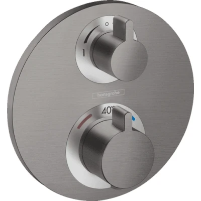 Afbeelding van Hansgrohe Ecostat S thermostaat afbouwdeel voor 2 functies Brushed Black Chrome Minimalistisch design