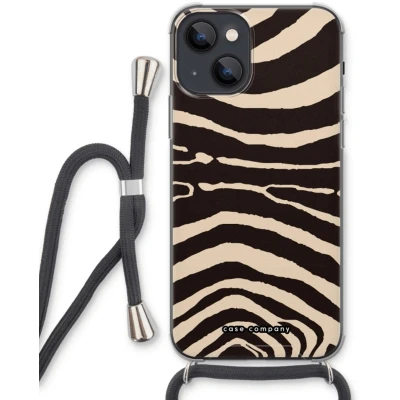 Afbeelding van Case Company® hoesje met Koord geschikt voor iPhone 13 Arizona Zebra Telefoonhoesje Zwart Extra Bescherming aan alle Kanten en Over de Schermrand