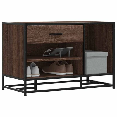 Afbeelding van vidaXL Schoenenbank 80x40x53,5 cm bewerkt hout en metaal bruin eiken